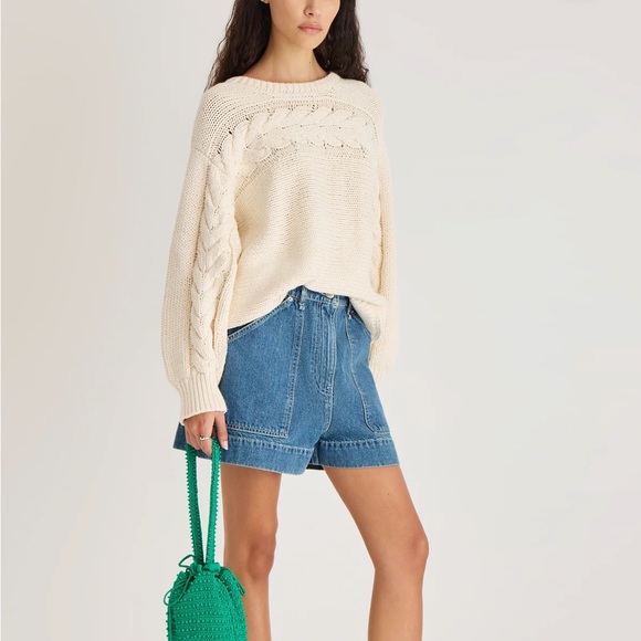 Merlette Sweaters - Merlette Serin Cream White Cable Crewneck Knit Sweater Shopbop Chunky Handmade